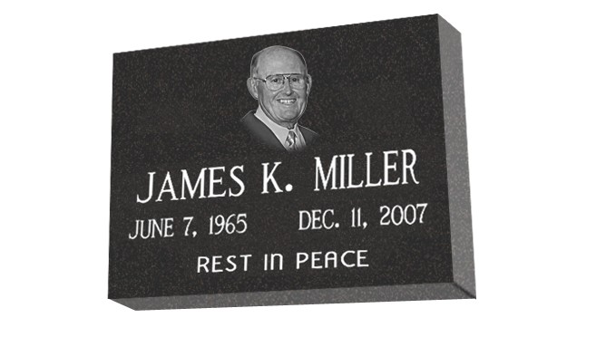 MF01 - Granite marker with custom picture for cemetery or garden