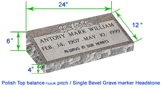 MB20 Flat Single Bevel Marker Headstone 24"x12"x6" P1BRP