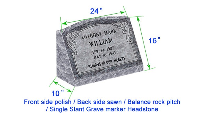 M104 Flat Single Slant Marker Headstone 24"x10"x16" P1BRP