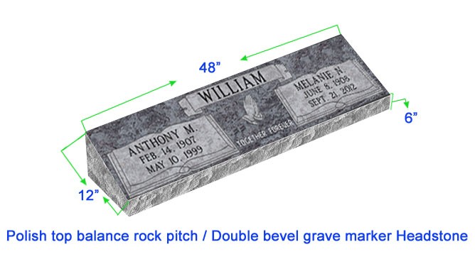 MB20 Flat Double Bevel Grave Marker Headstone 48"x12"x6" P1SWN