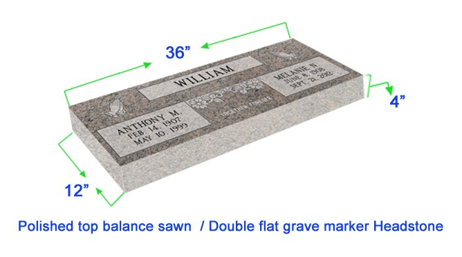 MF01 Flat Double Grave Marker Headstone 36"x12"x4" P1SWN