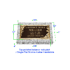 BRZ01 Flat Single Grave Marker Headstone 24"x12" Bronze / 28"x16"x4" Granite P1SWN