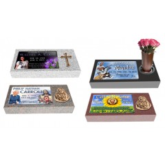 MF01 Flat Single Eternal Life Grave Marker Headstone 24"x12"x4" with 16"x10" color porcelain  P1SWN