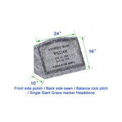 M104 Flat Single Slant Marker Headstone 24"x10"x16" P1BRP