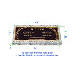 BRZ01 Flat Single Grave Marker Headstone 44"x14" Bronze / 48"x18"x4" Granite P1SWN