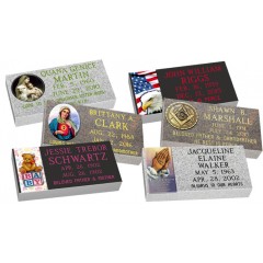 MF01 Flat Single Color Grave Marker Headstone 24"x12"x4" with 6"x12" color porcelain  P1SWN